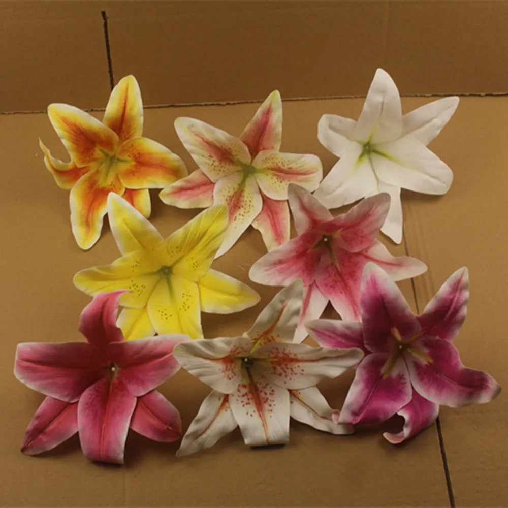high quality silk single lily flower artificial flower head for wedding home party garden flower decoration