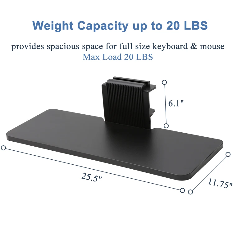 
Wholesale High Quality Under Table Desk Platform Clamp on Keyboard Tray for Full Size Keyboard and Mouse NYKB-01 