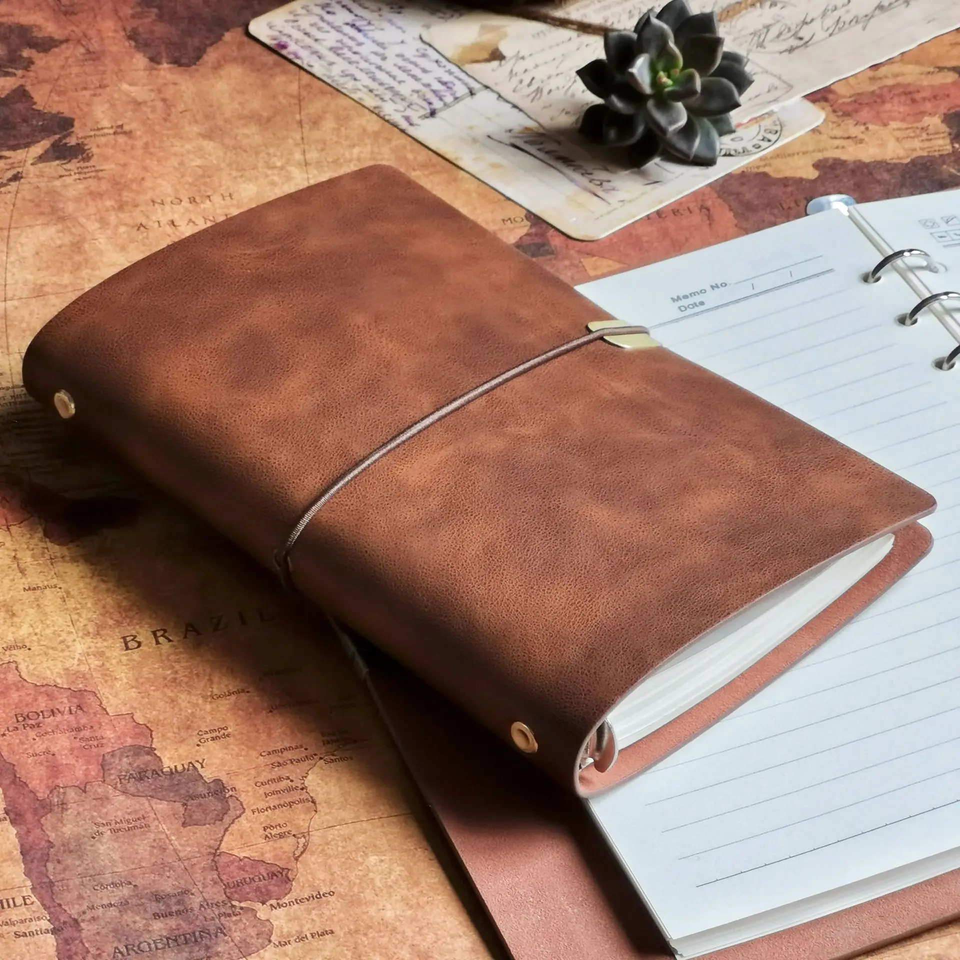 Retro bandage notebook a6 notebook soft leather loose spiral notebook imitation leather diary blank Kraft paper Journal Book