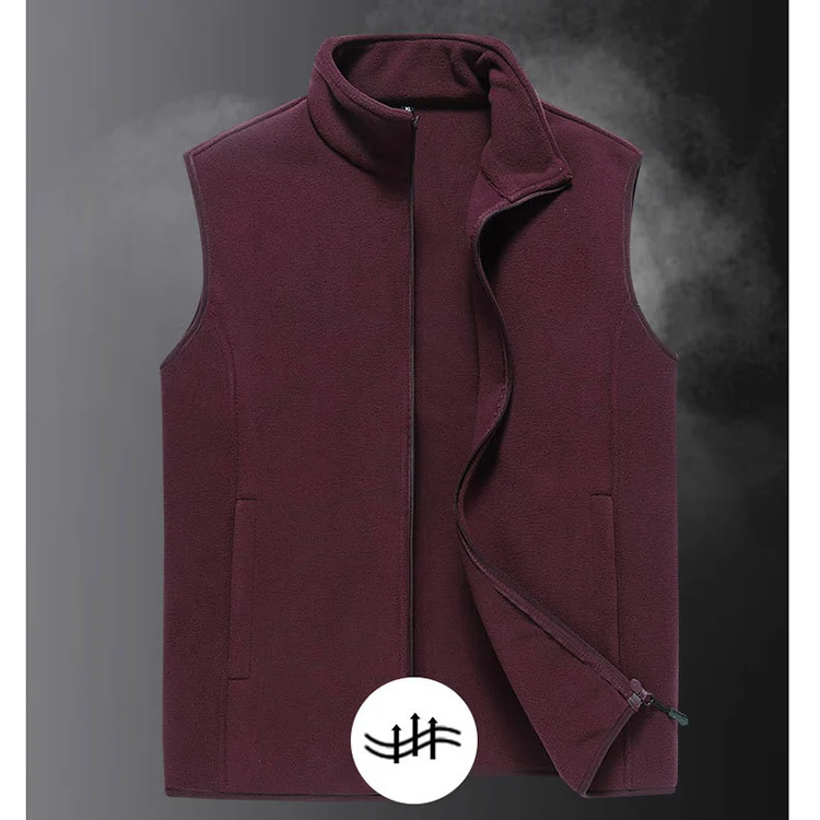 Autumn Blank Custom Logo Fleece Plain Oversized Sleeveless Warm Polyester Casual Black Vest For Men