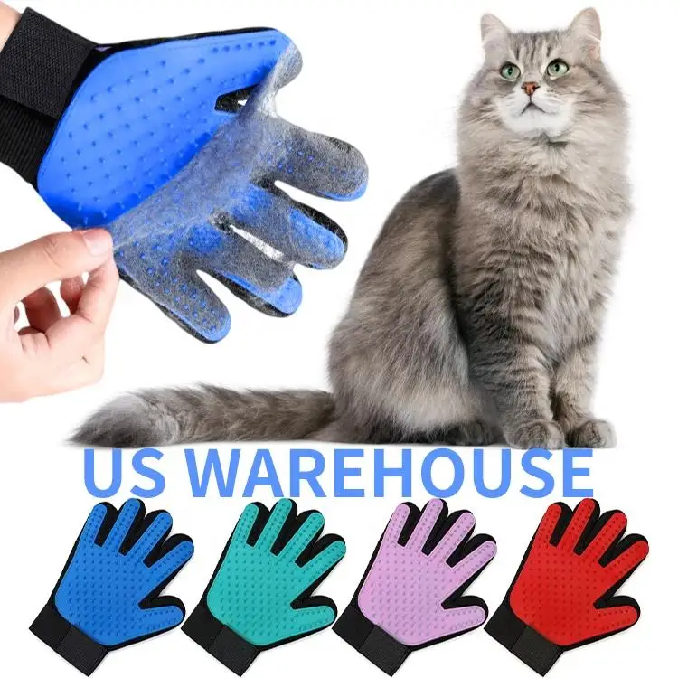Wholesale Pet Supply Pet Hair Remover Glove Soft Silicone Cat Dog Bath Massage Glove Pet Grooming Glove