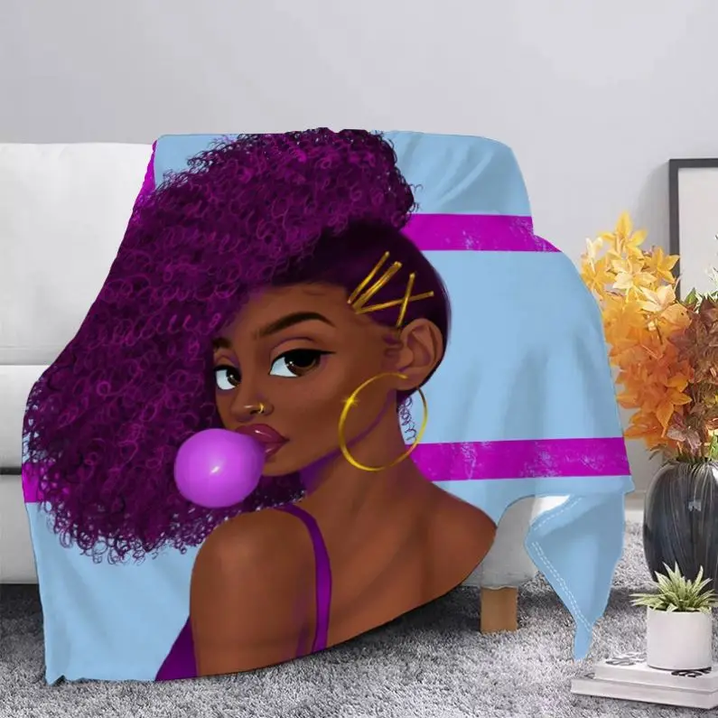 Customized Flannel Shaper Blanket Ribbon Edge With Black Girl Custom Baby Smilig Home Flannel Throw Blanket For Adult Kids