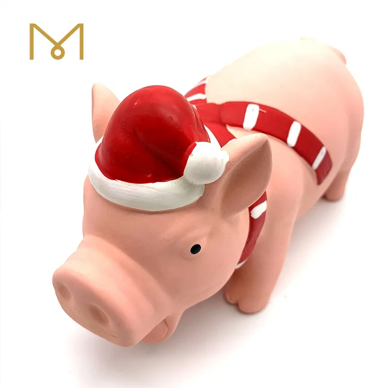 soft squeaky  latex rubber durable christmas pig dog puppy cat pig interactive pet toys manufacturer