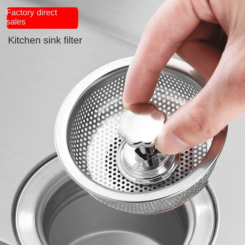 Hot Sale Kitchen Leftovers Stainless Steel Filter Hanging Net Anti-clogging Sink Drain Hole Trash Strainer