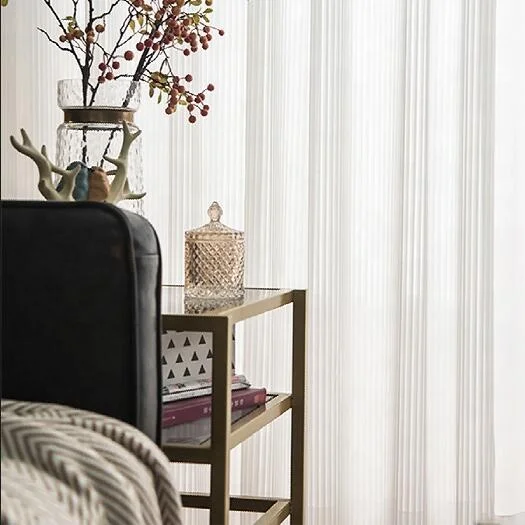 New transparent living room balcony bay window white gauze curtain vertical striped blinds gauze curtains