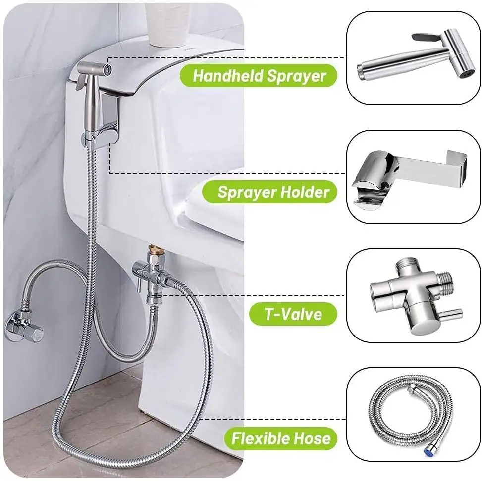 wall-mounted modern stainless steel  hot and cold bidet sprayer for toilet water toilet spray gun