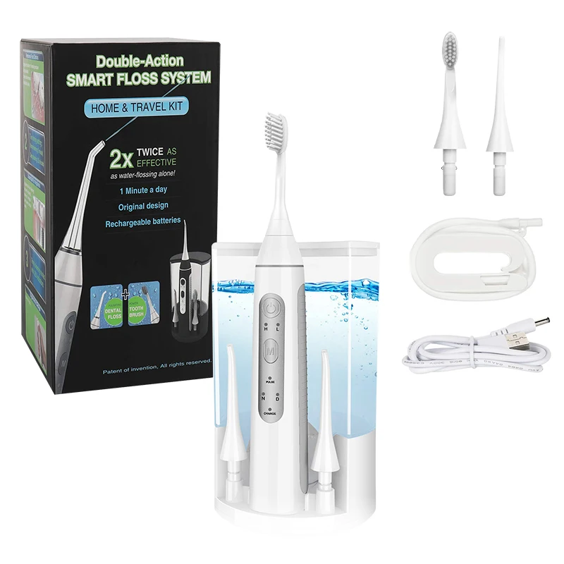China Manufacturing Portable rechargeable Electric Toothbrush and Water Flosser Combo 2 in 1 for Teeth Cleaning