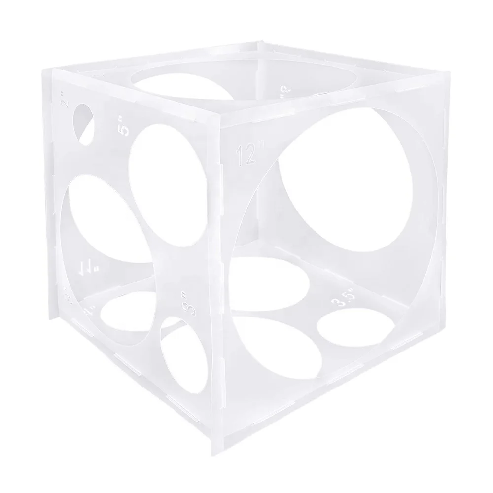 Balloon Accessories Ballon Measurement Tool Cube Transparent Plastic Measuring Balloon Sizer Box