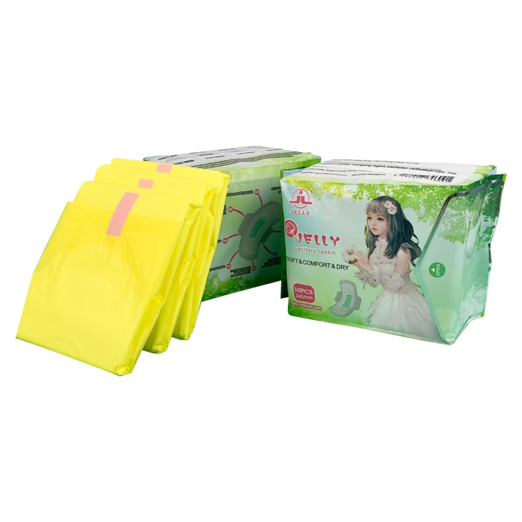RTS Customized 100% biodegradable organic cotton sanitary pads sanitary napkin