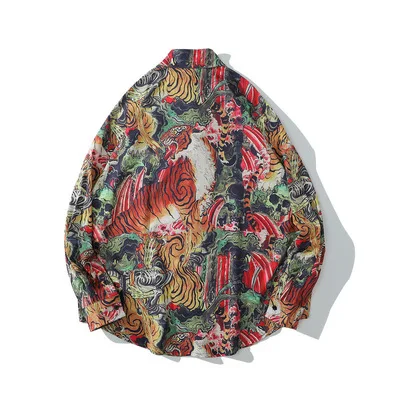 Футболка мужская с длинным рукавом, хлопок, цифровой принт, тигр, животное, модная повседневная рубашка на заказ, на лето