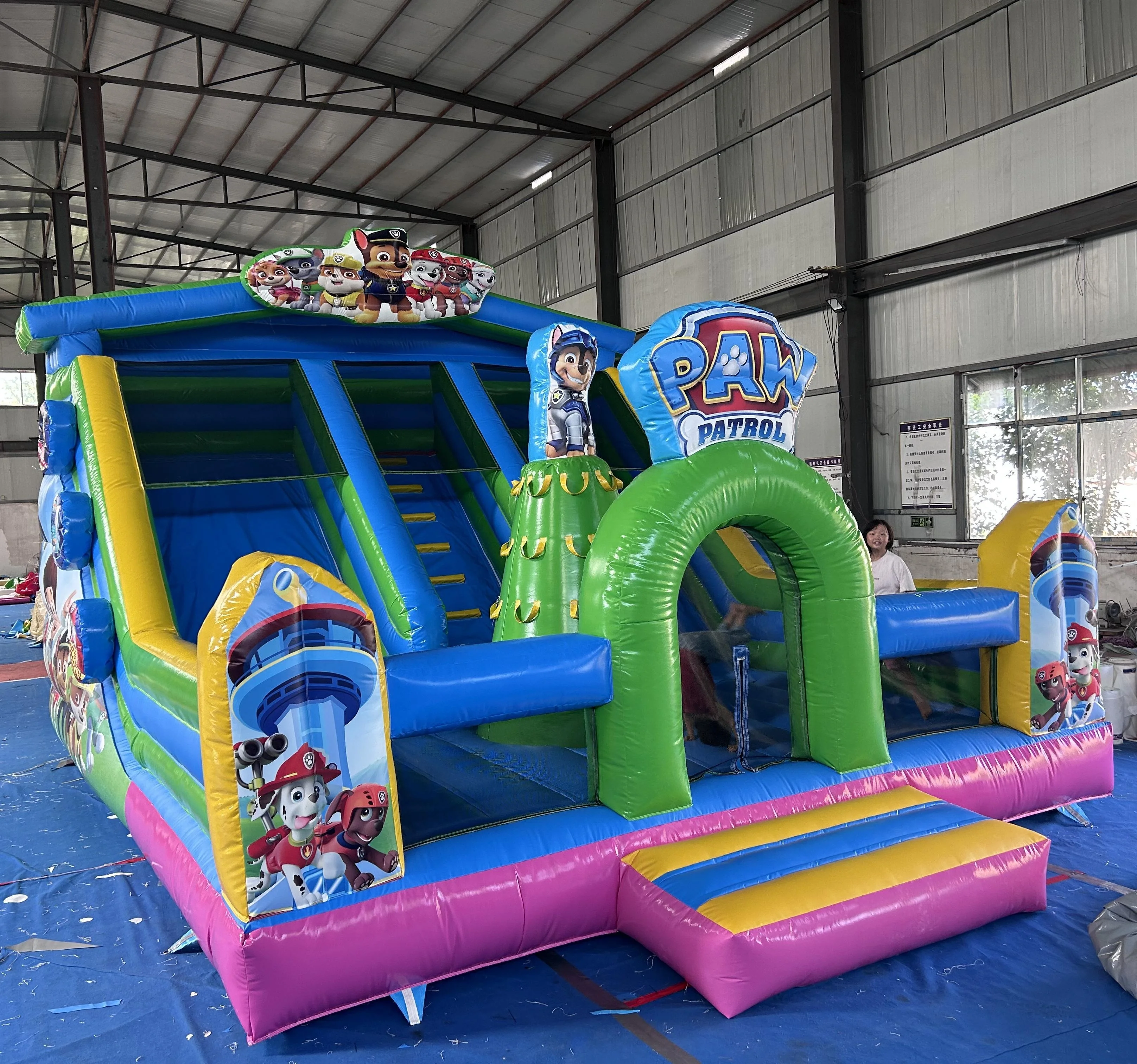 Factory hot sale dog theme inflatable jumping castle with slide for party rental patrol inflatable bounce house slideb combo