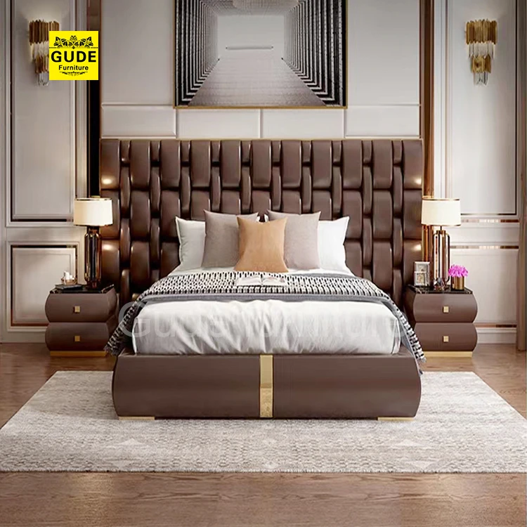 Wooden Frame Bedroom Furniture Set Modern King Size Beds With Luxury Bed Headboard