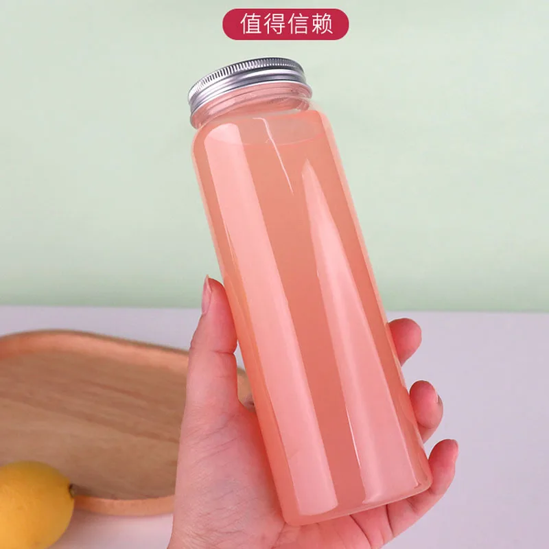 Manufacturer wholesale plastic bottle  500ml milk tea bottle with lid disposable juice bottle dried fruit food storage tank