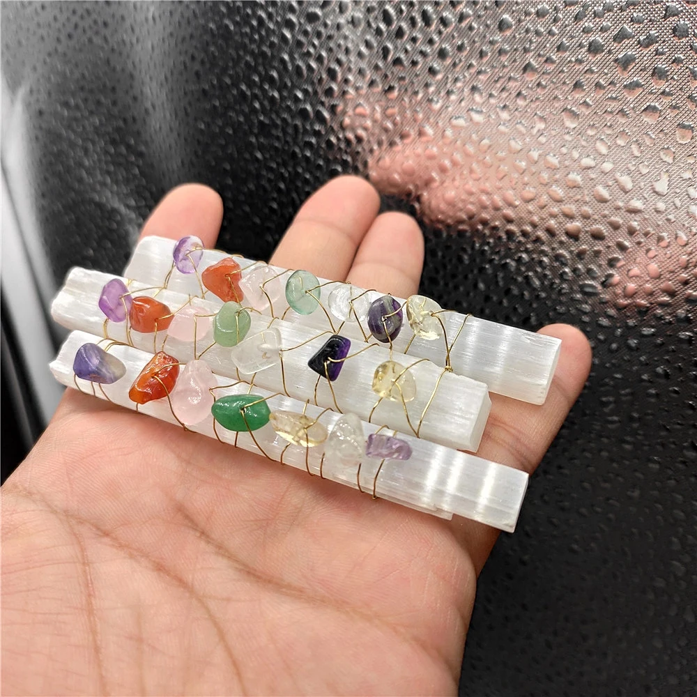 Natural Crystal Gravel binding Seven Chakra Healing stone Raw Selenite Sticks