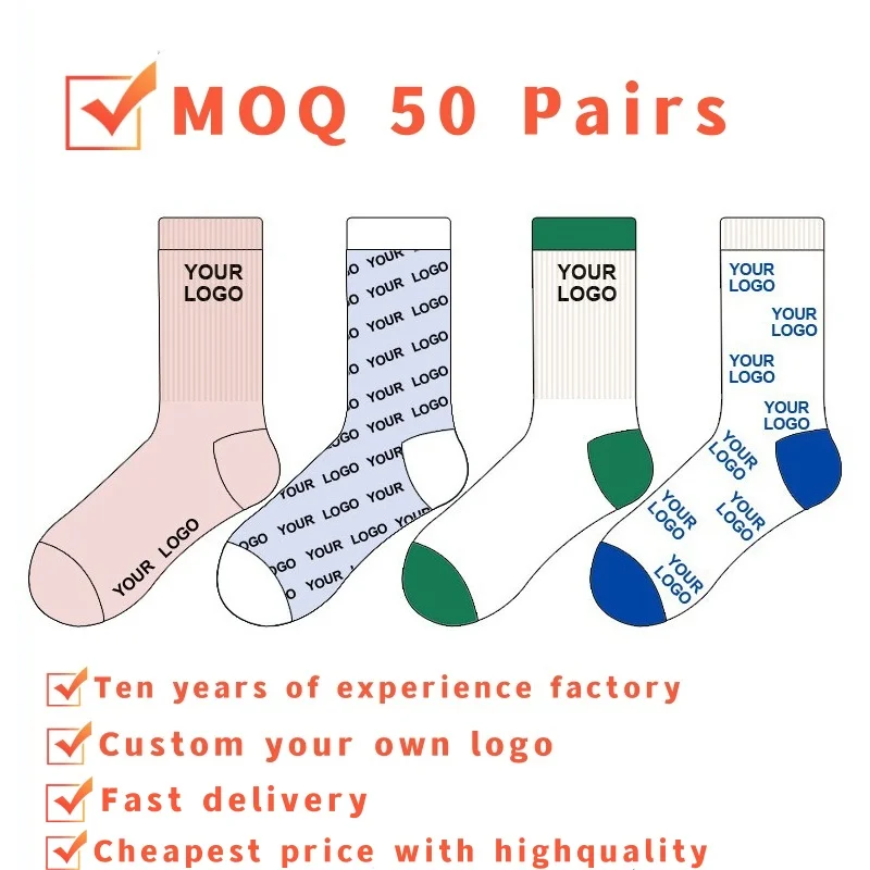 Custom Low MOQ 100% Cotton Breathable Manufacturer High Quality Low Price Sweat Absorbent Unisex Socks