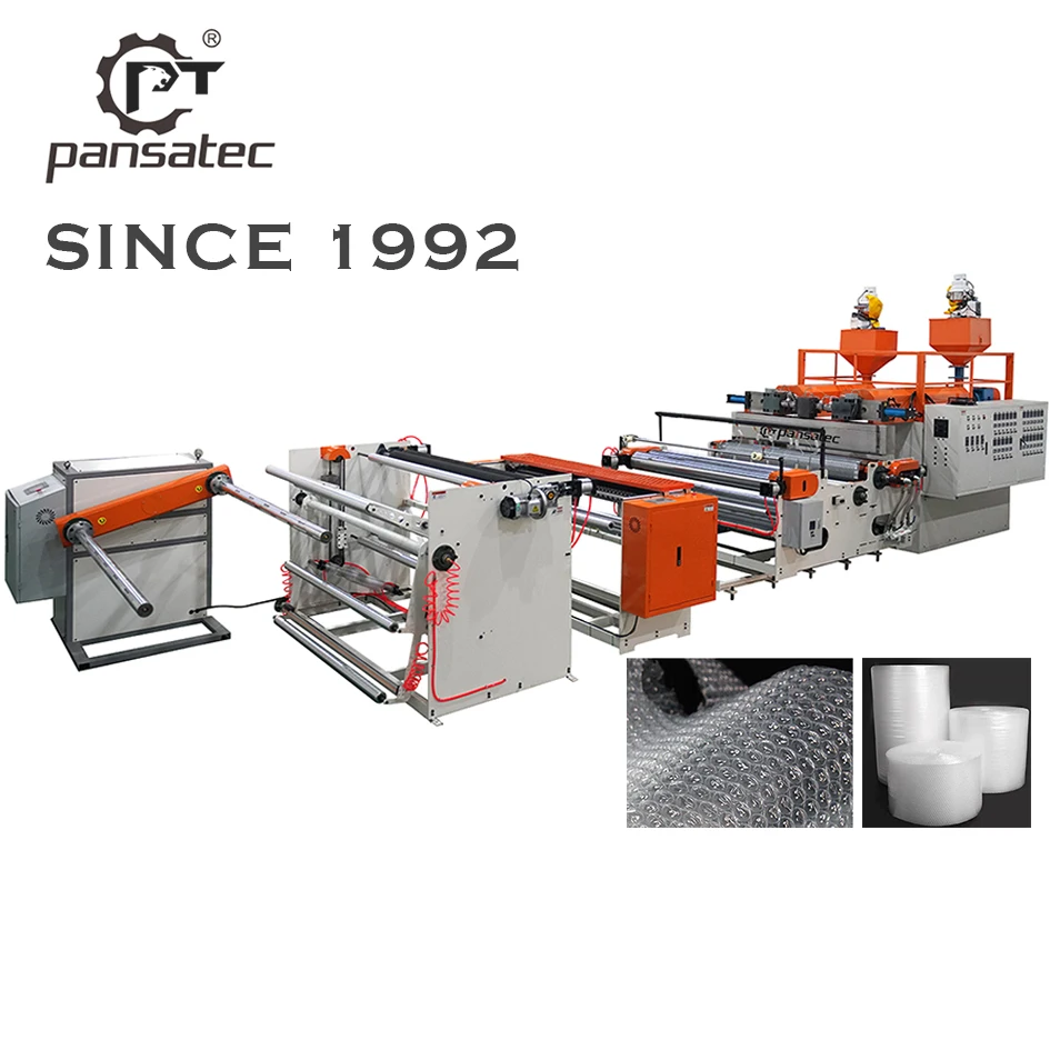 LDPE LLDPE HDPE two layers single screws air bubble film roll sheet manufacturing making machine