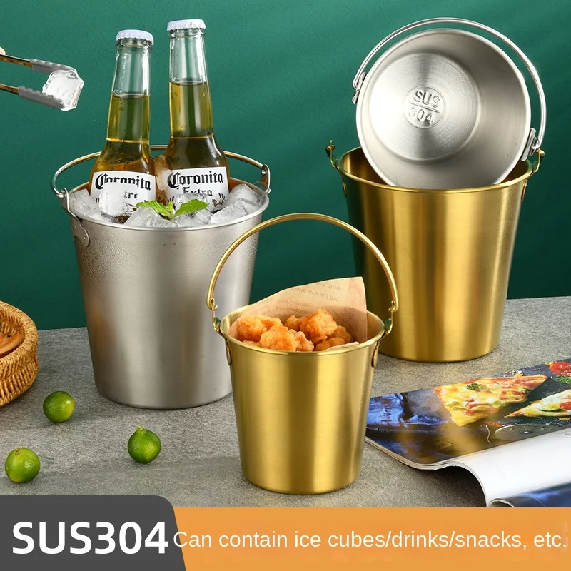 304 stainless steel ice bucket Bar snack Fries chicken food bucket Fried single beer portable ice bucket