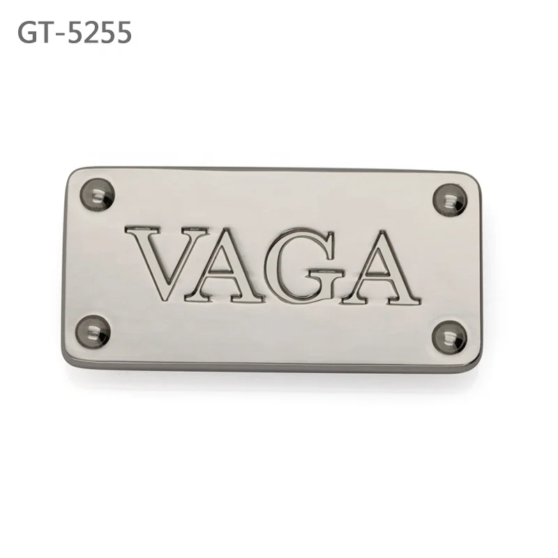 Oval shape metal engraved logo nameplates,bag accessories custom metal letter decorative logo plates for diaper bag