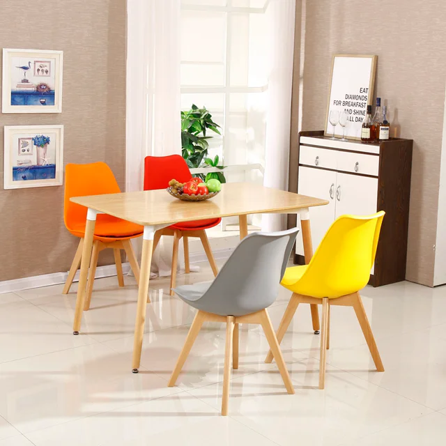 Modern Light Luxury Style White Rectangle wooden Top Dining Table Set With 4 Seats Chairs Set For Home Dining Room Furniture