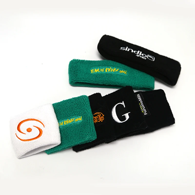 Manufacturer Custom Logo Cotton Baseball Tennis Gym Workout Athletic Sport Wrist Sweat Bands Sweat Bands Sweatband