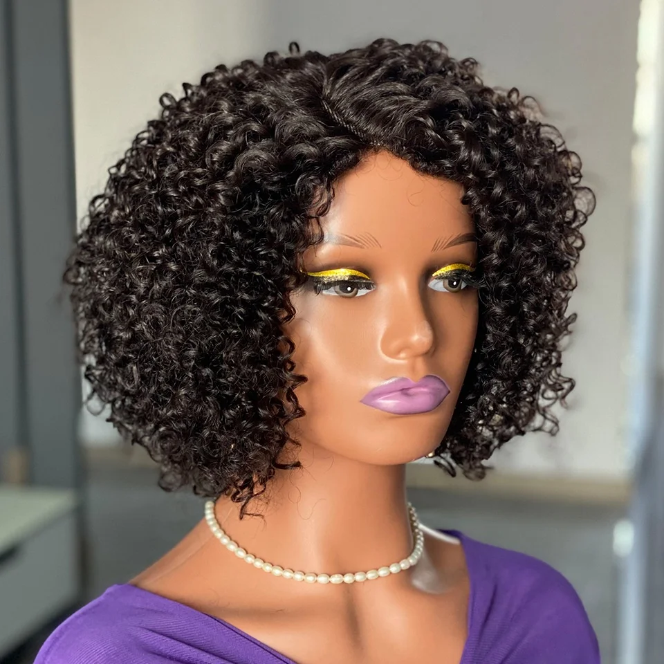 Short kinky curly L part wigs human hair For Black Women Kinky Twist Wigs Cheap Price Human Hair Short BOB Wig