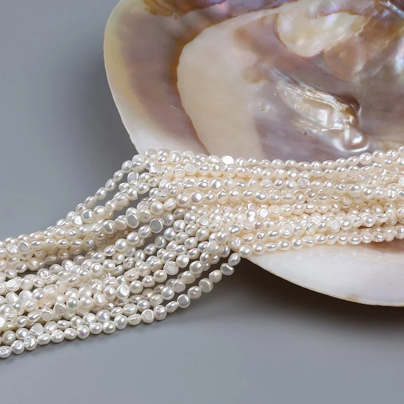 Real Natural Pearls Beads 4-5mm baroque side hole AA freshwater pearl necklaces jewelry
