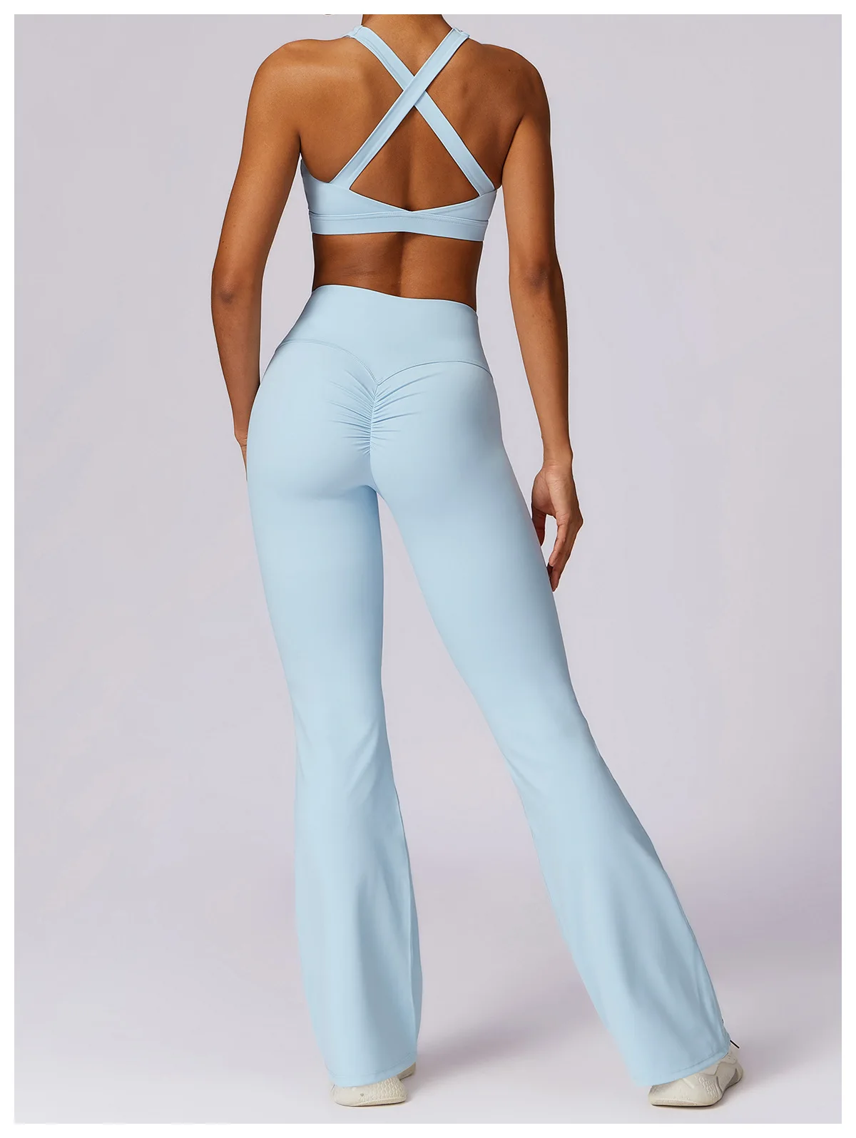 New High Quality Sportswear 2 Piece Suit Sports Bra Wide Leg Flare Pants Set Custom Workout Wear Gym Fitness Women Yoga Set