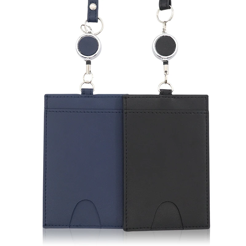 Wholesale leather id badge holder certificate card holder slim leather badge card holder