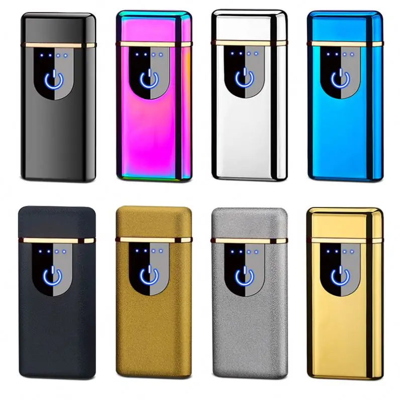 TK310 Custom Logo Windproof Electric Double Arc Lighter USB Plasma Rechargeable Lighter with LED Battery