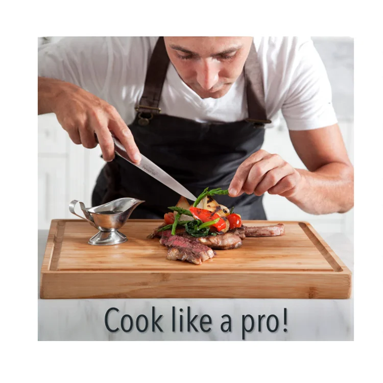 Custom large cutting chopping block board wooden chopping board bamboo with double handles