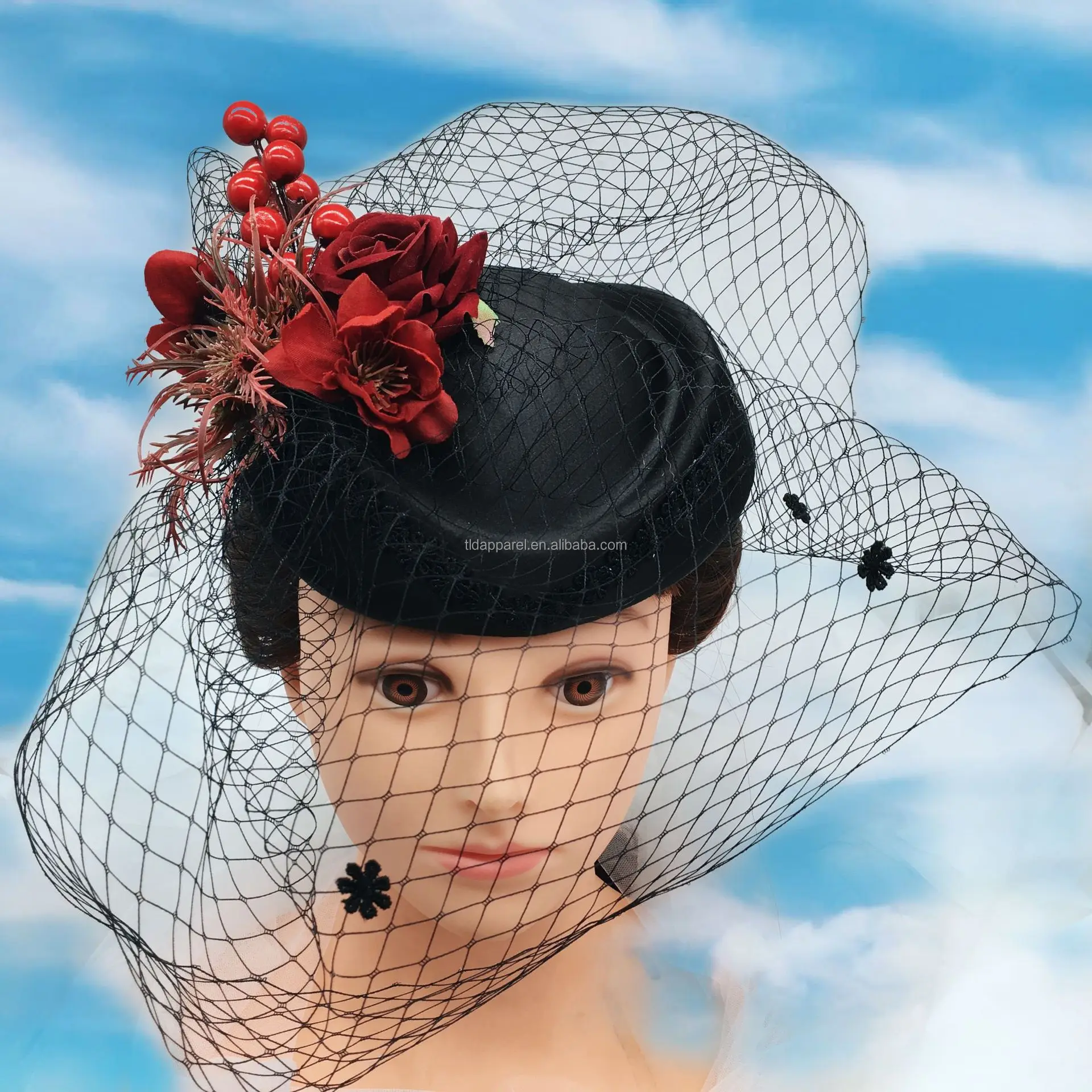 New Fashion Dress Wedding Party Black Gauze Top Formal Hat Female Customize Fascinators For Women Formal Hats