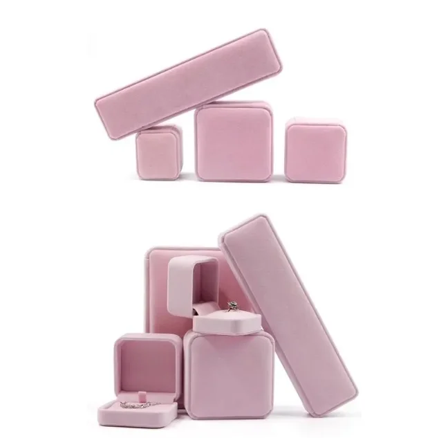 High Quality Velvet Jewelry Box OEM Customized Logo Earrings, Necklaces, Ring Boxes