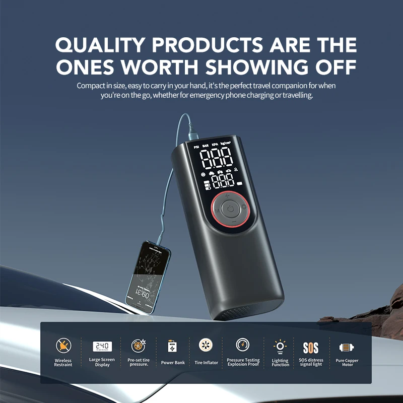 Automatic Rechargeable Electric Mini Digital Wireless Portable Cordless Tyre Inflator Car Air Pump Compressor Tire Inflators