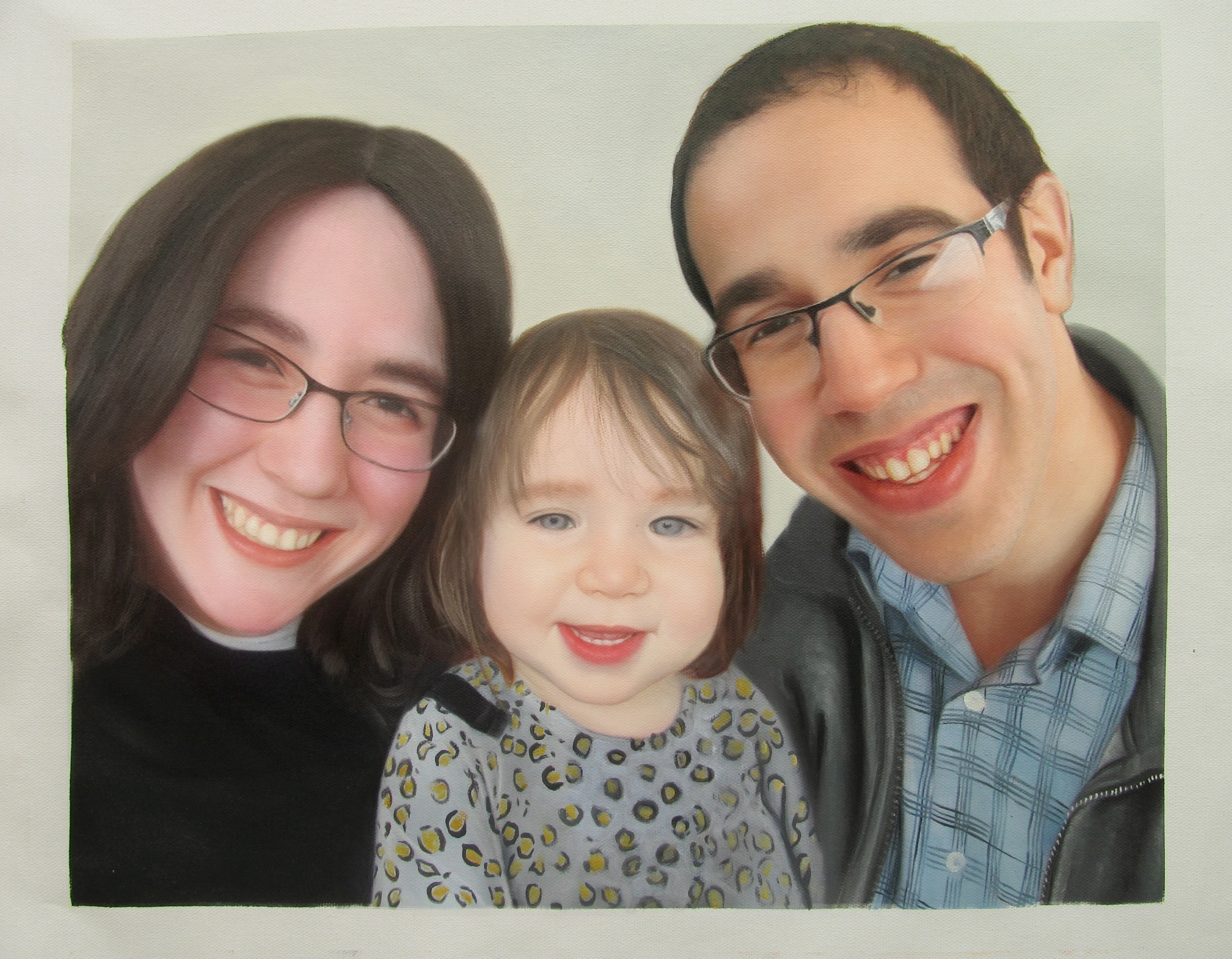 High Quality Modern Handmade Custom Personalized American Family Portrait Canvas Painting By Famous Artist
