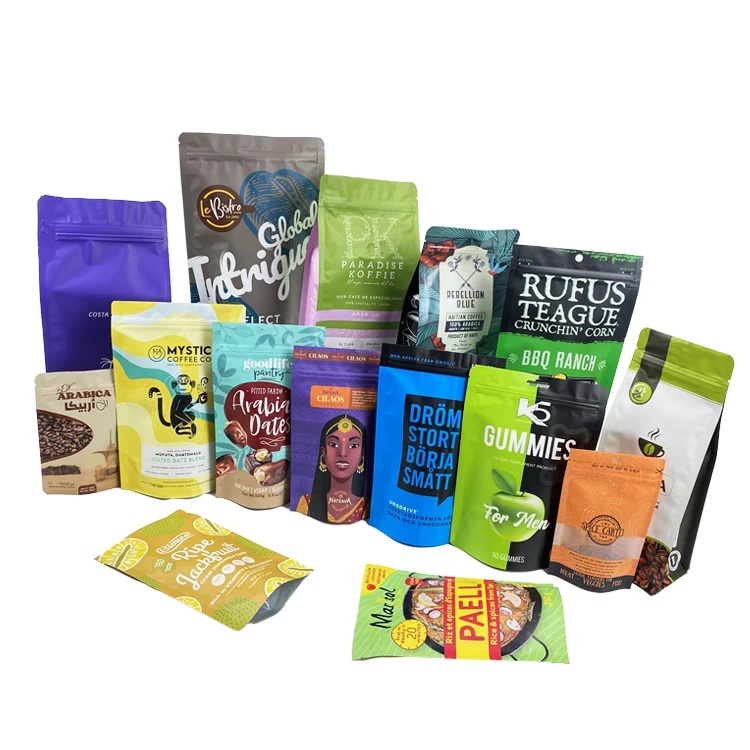 Manufacturer Aluminum Foil Snack Tea Chocolate Candy Stand Up Pouch Matte Effect Free-Shaped Coffee Packaging Bags