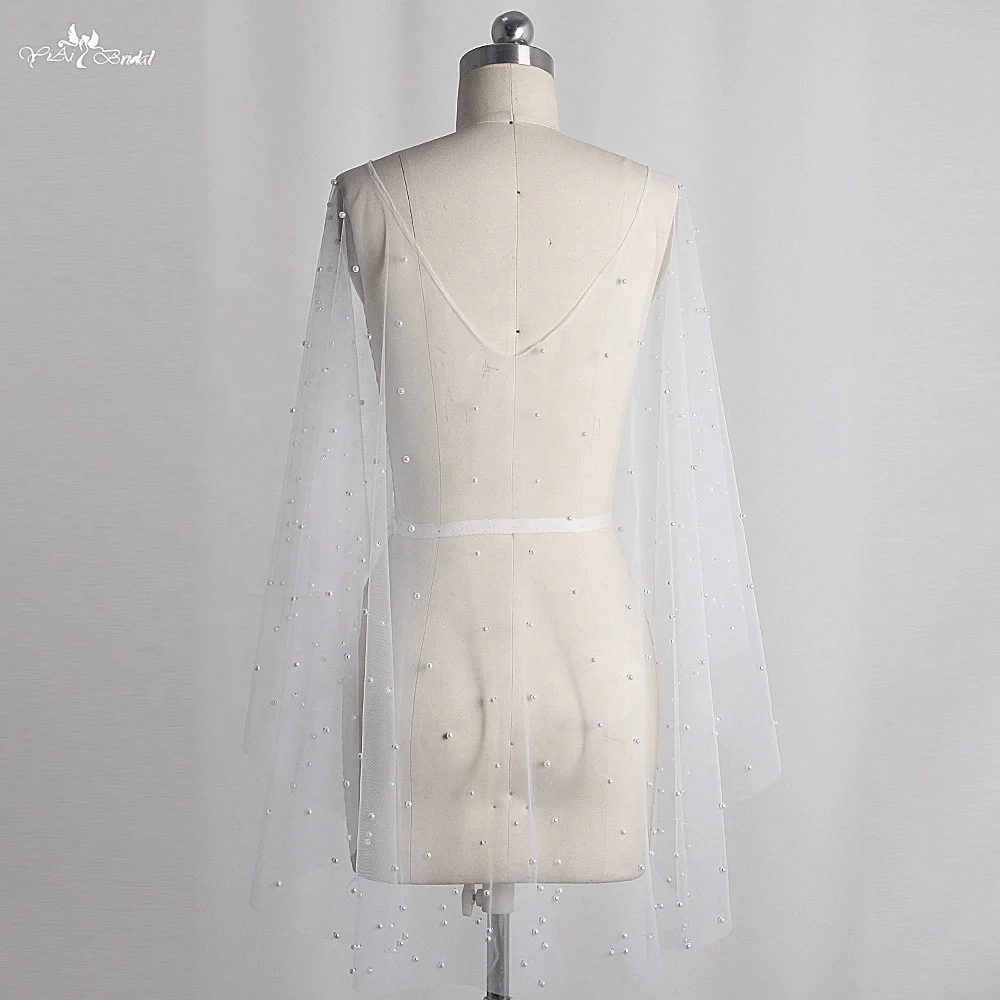 LZP616 Royal Pearls Bolero Women Ivory Short Front Long Back Victorian Bridal Cape Cheap Wedding Accessories