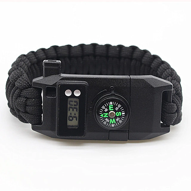 Wholesale survival paracord bracelet buckle with compass custom LOGO