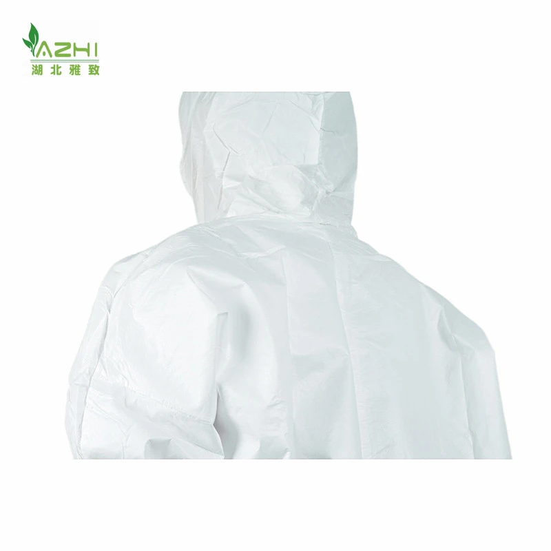 Type 5 6 White Color Waterproof PPE Disposable coveralls Clothing Safety Hazmat Suit Micro porous PP PE overalls