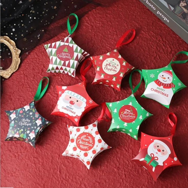 Christmas creative packaging candy snacks small star shaped carton christmas boxes gift custom
