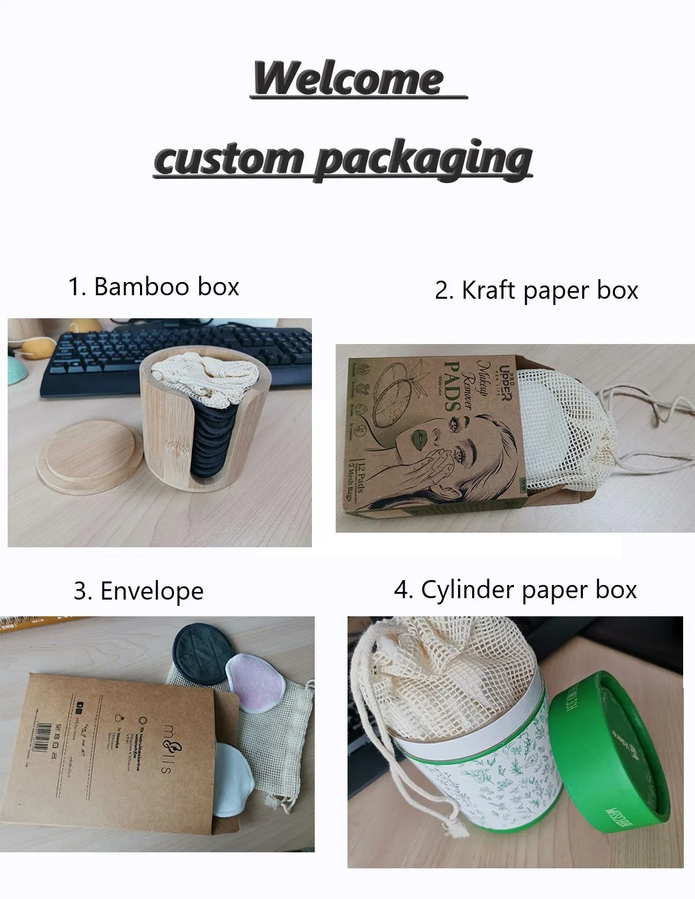 Изготовленным на заказ логосом 3 слоя 4 layres бамбук бархатные подушечки с сетчатый мешок