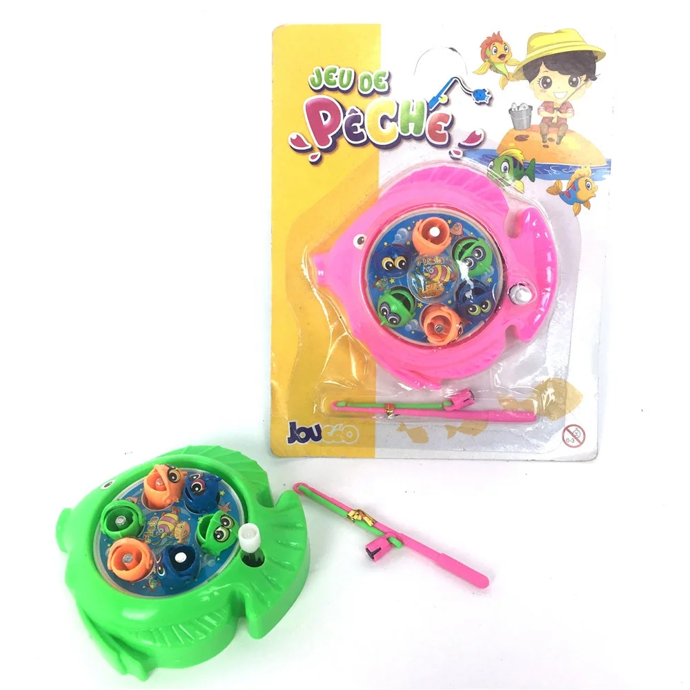 Kids custom funny play angling game plastic rotation wind up magnetic fishing toy