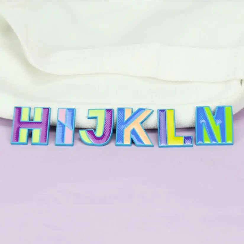 rainbow color 26 letters initial lapel pin, soft enamel colorful alaphabet A-Z pin badge emblem for garment hat pin souvenir