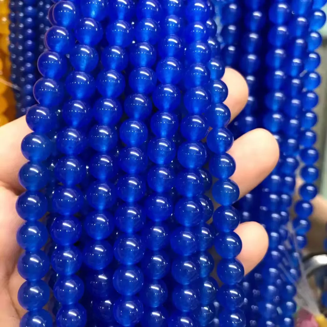10mm round color dyed dark blue jade gemstone beads