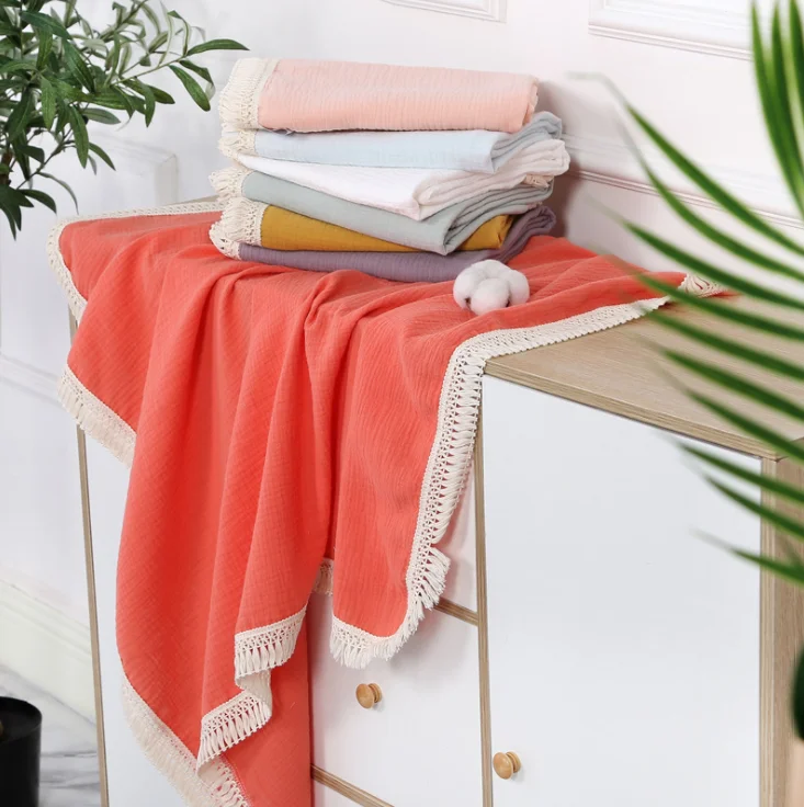 Newborn baby blanket 0 --12 month baby muslin swaddle blankets solid color