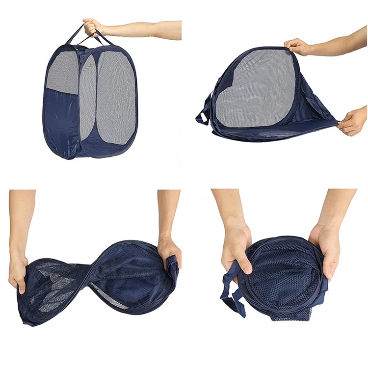 New Custom Folding Laundry Storage Basket Organizer Collapsible Mesh Laundry Basket