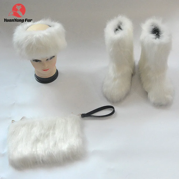 latest design winter ladies character boots faux fox fur booties for women outdoor house shoes