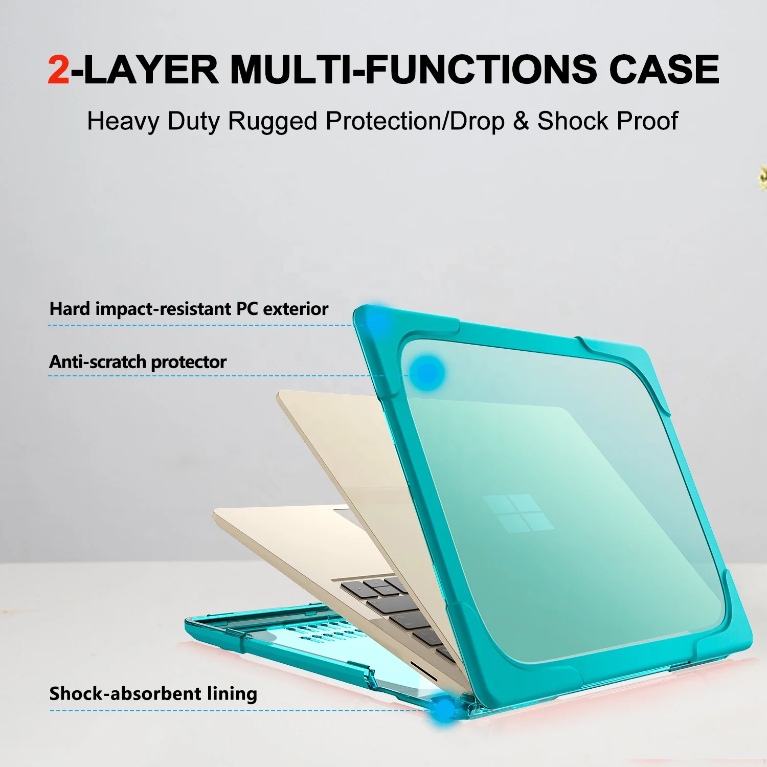 Cooling Design Foldable Stand Dual Layer Protective Cover For Microsoft Surface Laptop 3 4 15 inch 1873 1953