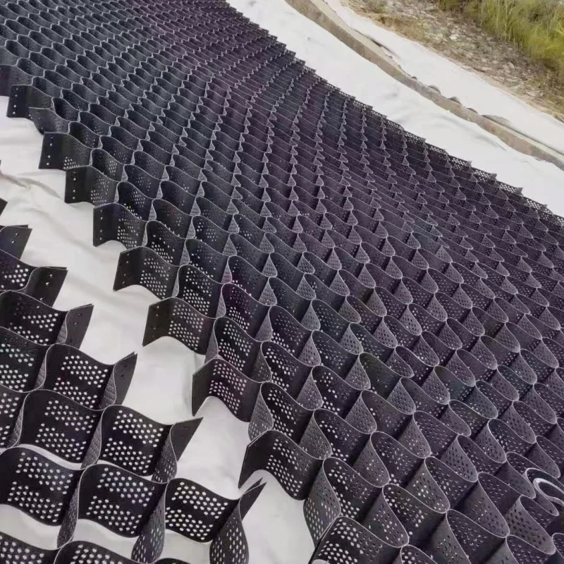 High quality 120-450mm Hdpe Honeycomb Geocell geogrid geotextile for slope protection Strengthen Road Slope protection works