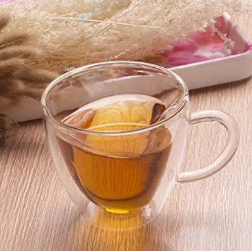 Hot sale Double wall glass cup 250ml Heart Love Shaped Coffee Mug/ Tea Cups Made in China
