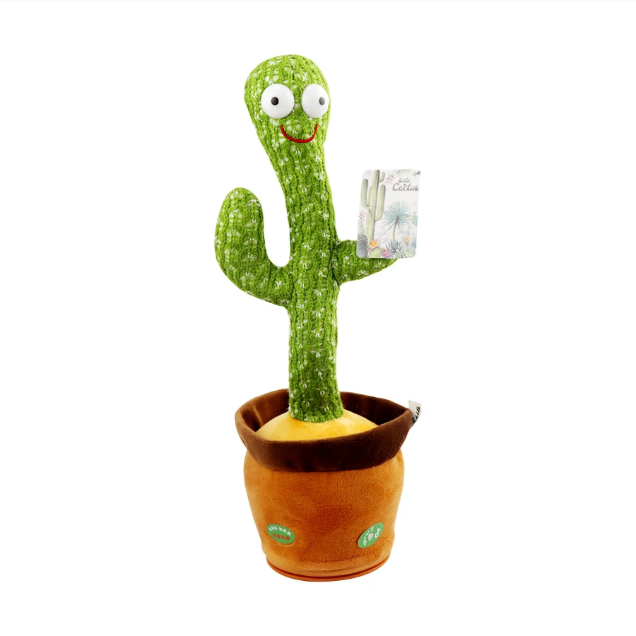 Baby songs arabic usb charging emoin singing dancing and shaking cactus twisting plush toy